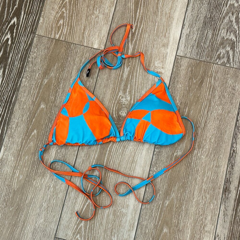 Fabletics Swimwear Sz L Bikini Top in Orange & Blue Adorable!